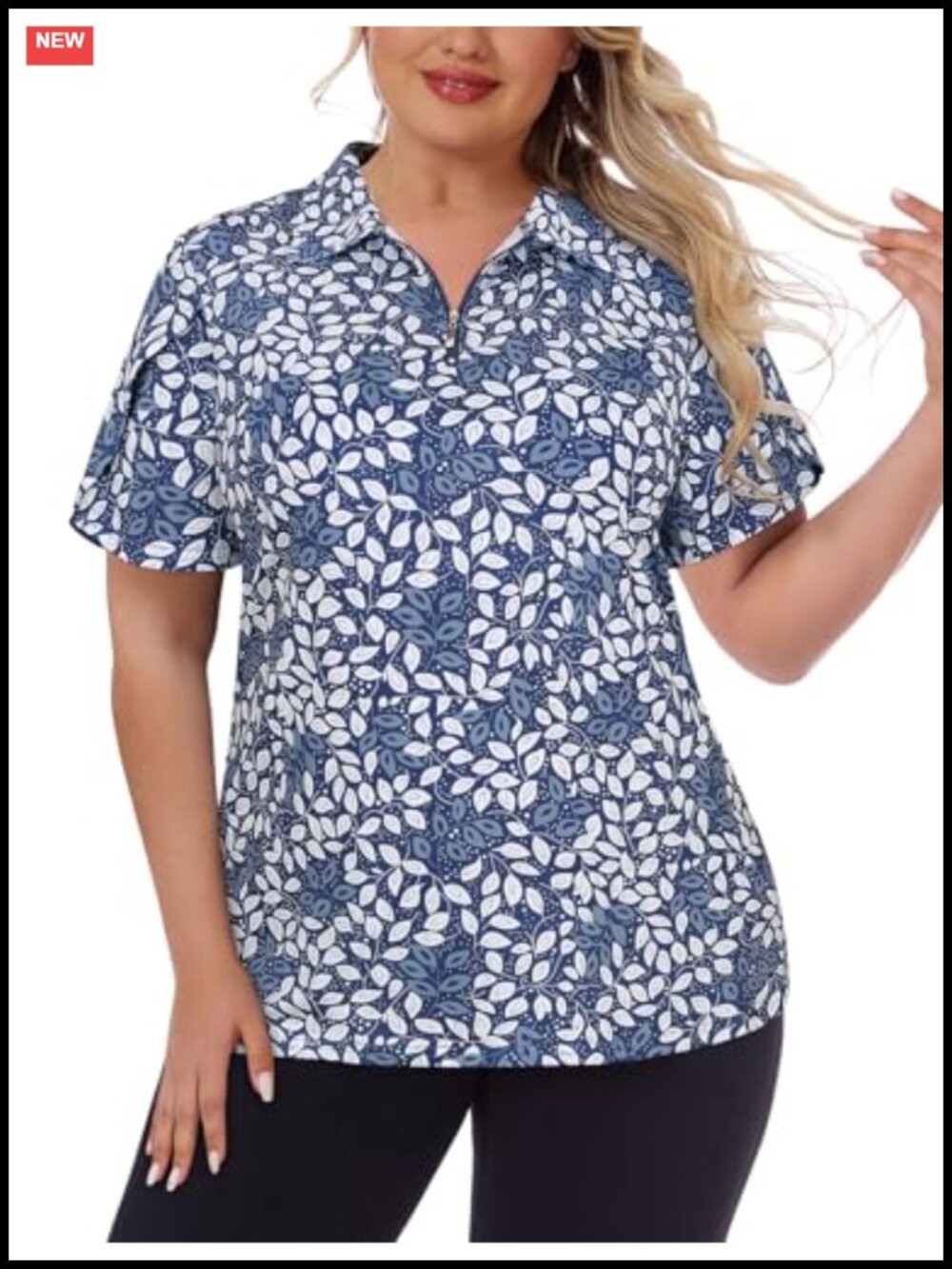 Plus Size Quarter Zip Golf Polo Shirt Women Short Sleeve UPF 50